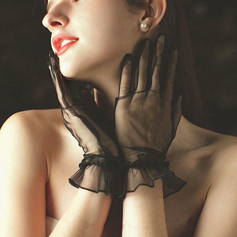 Delikatna elastyczna koronka rękawiczki pełne rękawiczki rękawiczki na nadgarstek rękawiczki krótkie tiulowe rękawiczki na wesele