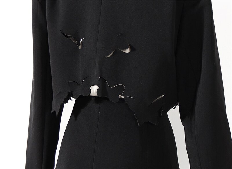 Conjunto de traje de falda de mariposa para mujer, 2 piezas, chaqueta negra + minivestido de graduación, ropa de calle para chica joven