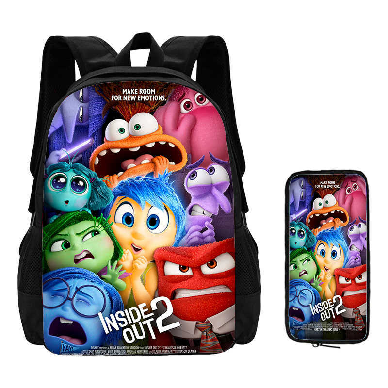 2Pcs Set Inside Printing Out School bags with Pencil Case,Cartoon Kids Bags Custom Large Capacity Backpack Add with Your Logo