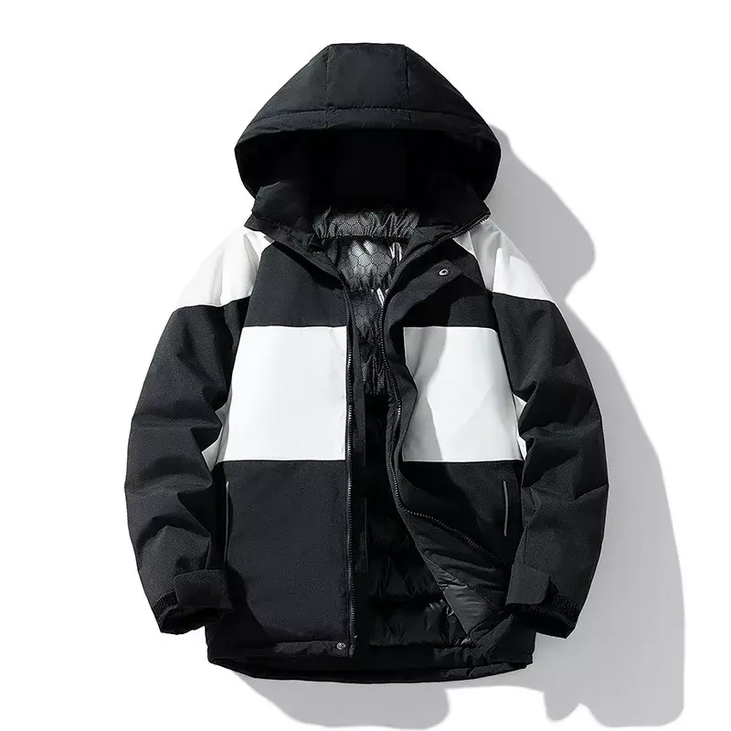 Winter Mens Parkas Jacket Hooded Thicken Patchwork Cotton-Padded Jacket Warm Windproof Outdoor Coats Women Jackets Men Clothing