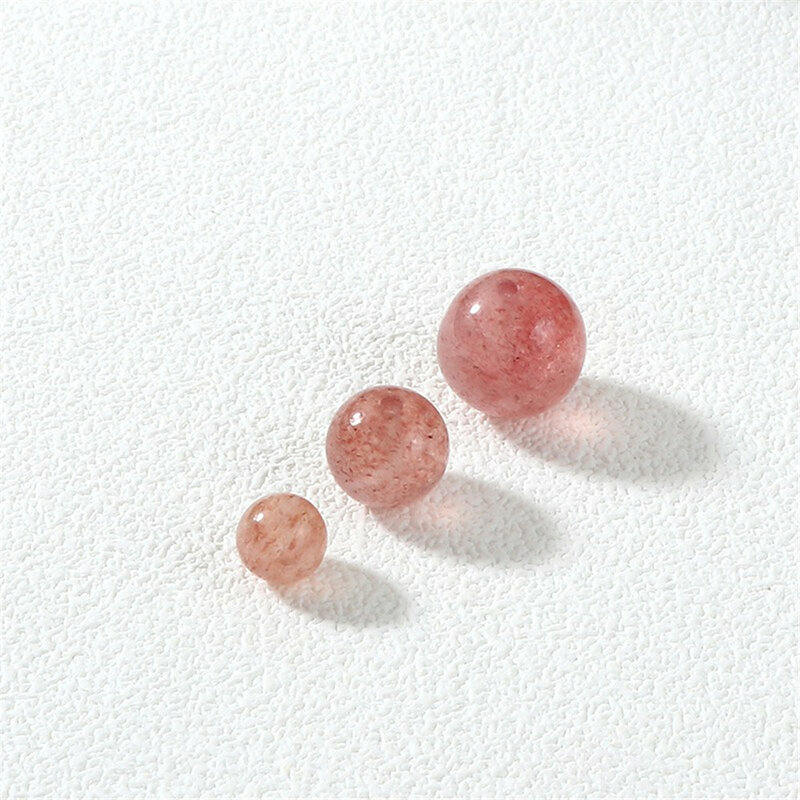 Natural Strawberry Crystal Round Scattered Beads Handmade DIY Crystal Bead Bracelet Necklace Ear Jewelry Material Accessories