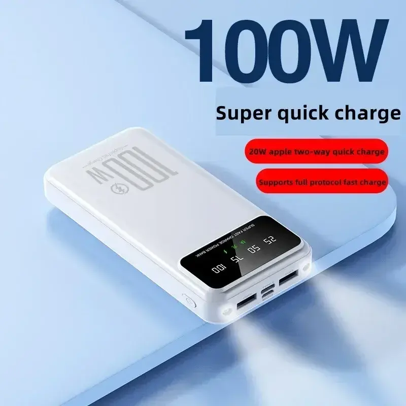 100W Power Bank 50000mAh Super Fast Charging for Huawei Samsung Portable External Battery Charger for iPhone Xiaomi Powerbank