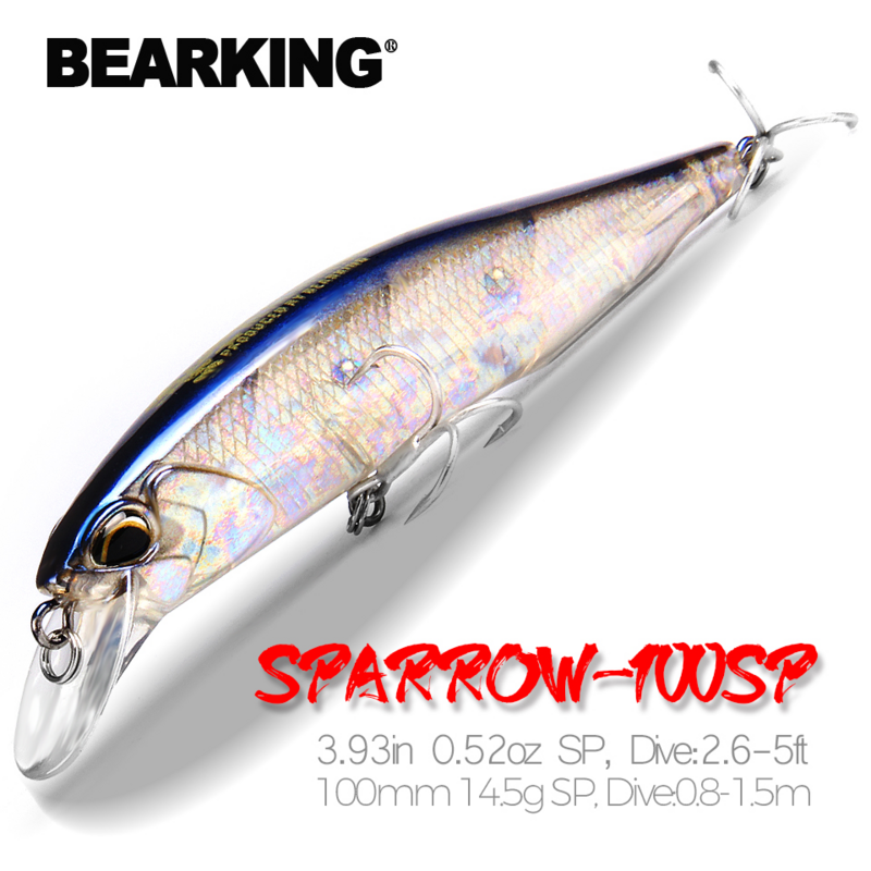 Bearking-Señuelos de Pesca de 10cm y 15g, cebo duro de 14 colores a elegir, calidad de pececillo profesional, depth0.8-1,5 m