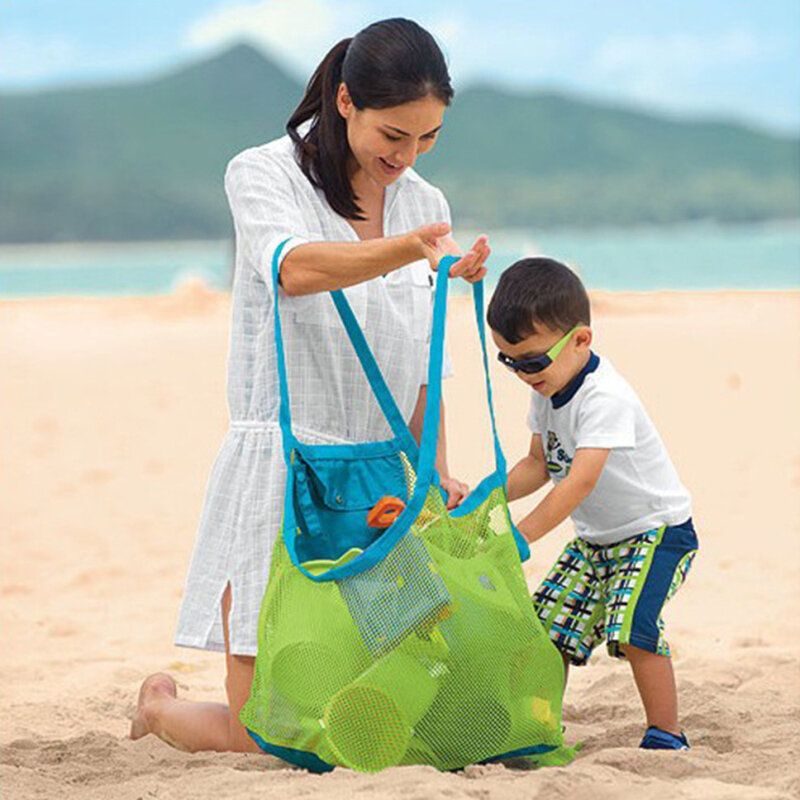 Bambini Sand Away Protable Mesh Bag giocattoli per bambini borse portaoggetti borsa da spiaggia in rete nuoto da viaggio borse per organizer per articoli vari da spiaggia di grandi dimensioni