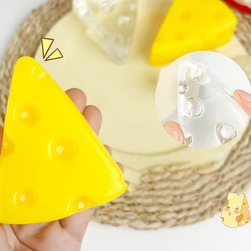 Brinquedo bonito do aperto do queijo, aperto da sobremesa 3D, festa relaxada, squishies sensoriais do relevo, brinquedos claros, presente