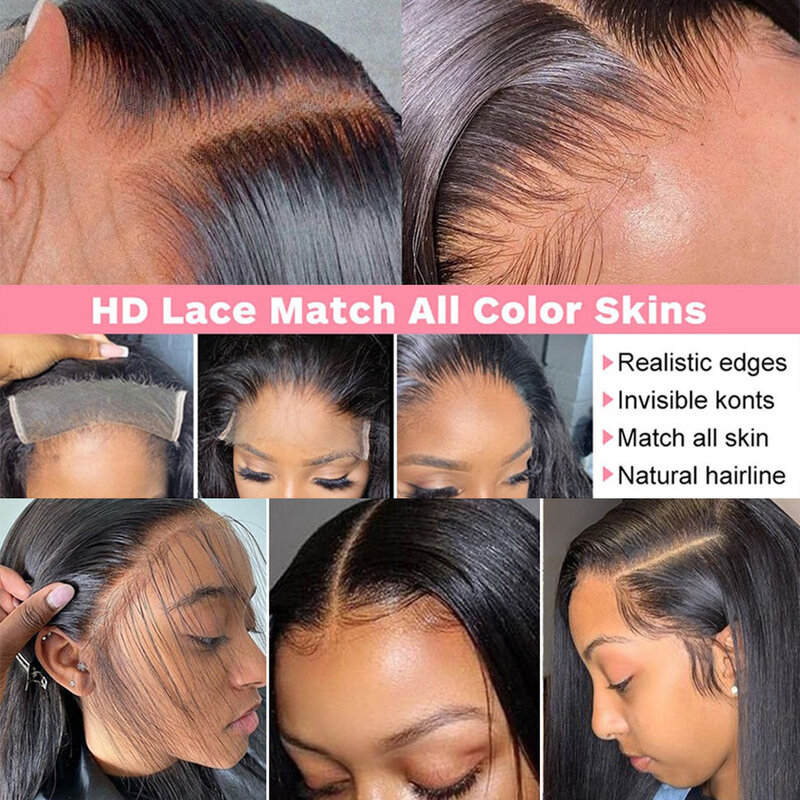 Sophia-Perruque Lace Front Wig Brésilienne Naturelle, Cheveux Lisses, HD, 4x4, 13x6, 13x4, 360 HD, 30 Pouces, pour Femme Africaine