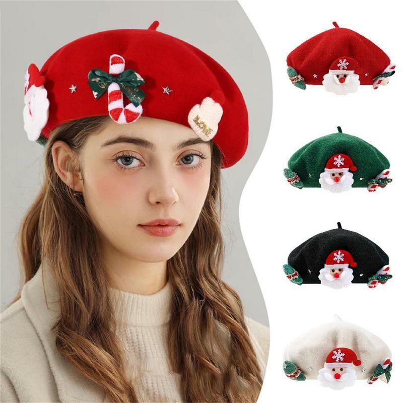 Рождественский берет, шапка, облегающие шапки, шапки для взрослых, детей, шапки для рождественской елки, милый Рождественский берет, шапки с пряжкой Санта