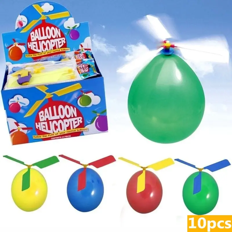 1-10 Buah balon helikopter portabel luar ruangan bermain mainan balon terbang dekorasi pesta ulang tahun perlengkapan pesta hadiah anak-anak Globos