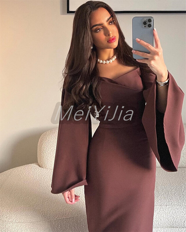 Meiyijia-vestido de noche de Arabia Saudita para mujer, traje plisado de sirena Vintage, Sexy, para fiesta de cumpleaños y Club, verano, 2024