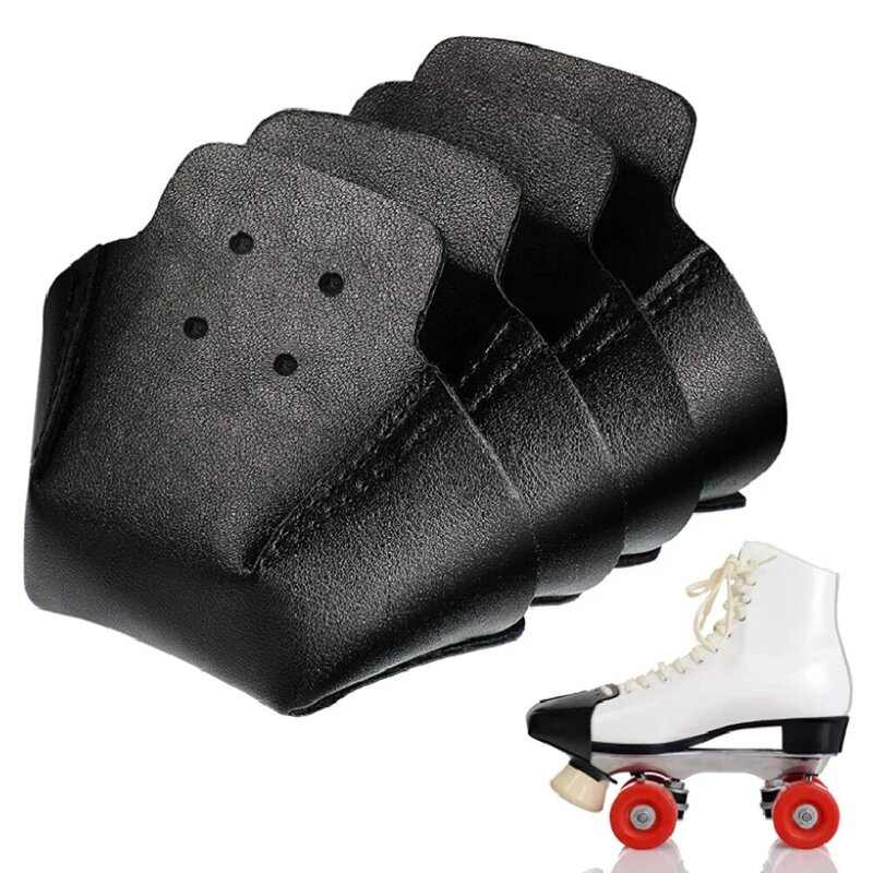 Protectores de cuero para patines en línea, protectores para dedos de los pies, fácil de limpiar, con 4 agujeros, 2 piezas