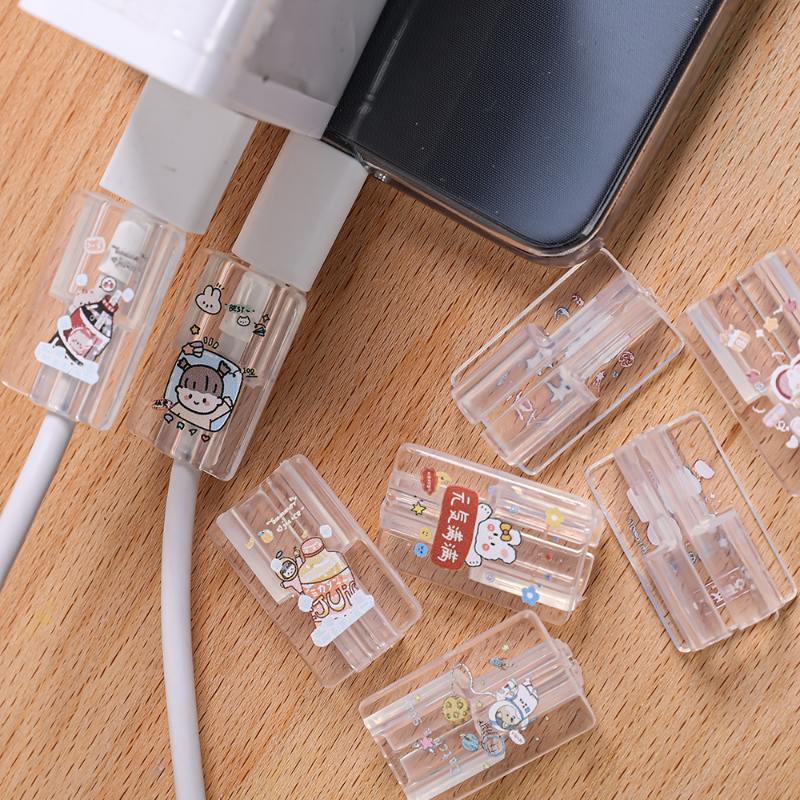 Протектор кабеля прозрачный мультяшный органайзер для сматывания изображений для зарядного кабеля для Iphone ТПУ износостойкая защита кабеля данных