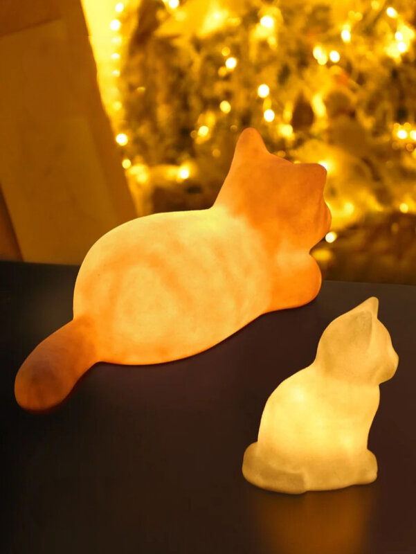Cat Light Cold and Warm Two-color Bedroom Bedside Lamp To Sleeping Light Atmosphere Light Small Night Light Desktop Decor Light