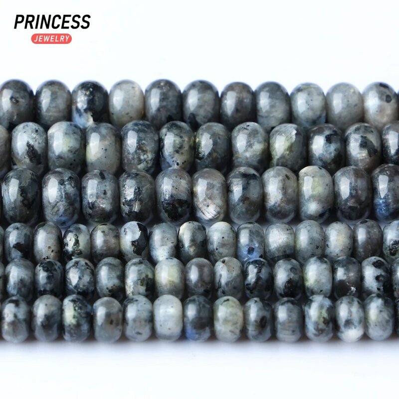 A++ Natural Madagascar Black Labradorite Larvikite Rondelle Beads for Jewelry Making Charms Bracelets DIY Accessories Wholesale