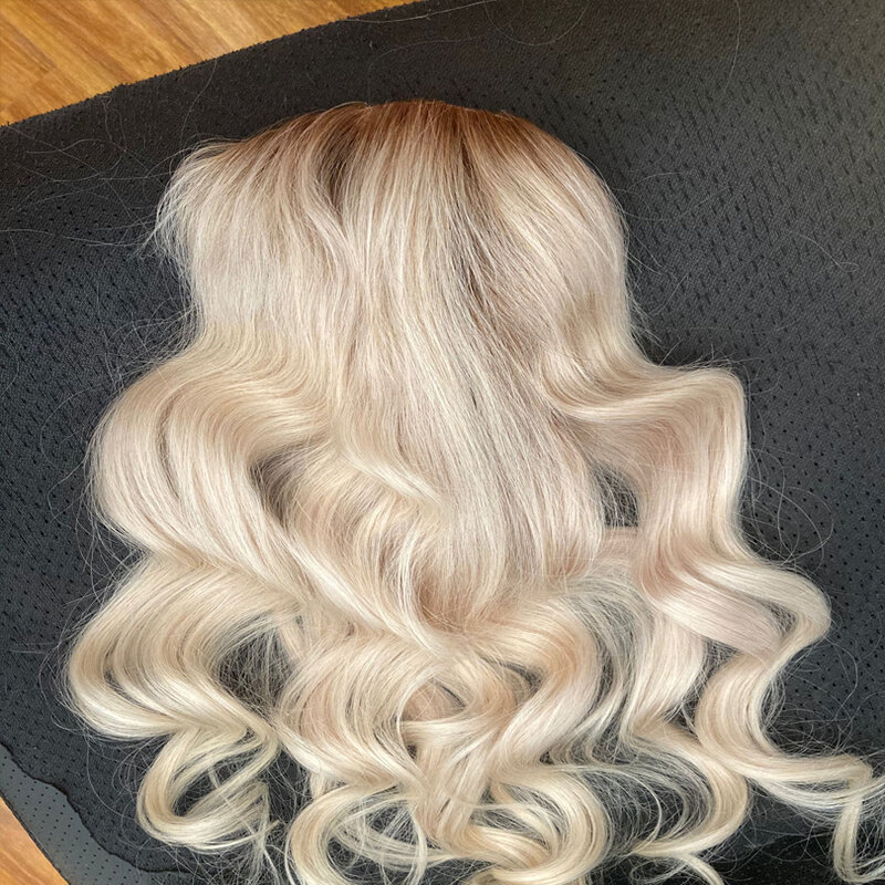 6-20 inci rambut manusia warna Ombre Topper pirang PU dasar mono 100% rambut Remy klip kulit dalam 4/613 rambut palsu untuk wanita