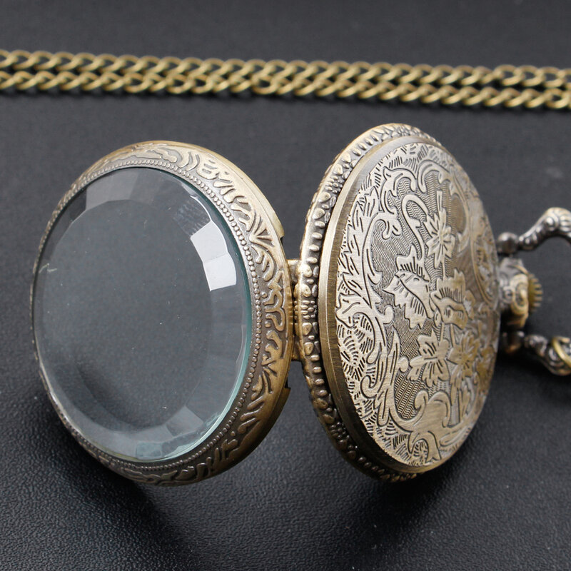 Coreano vintage pingente relógio de bolso de quartzo delicado vidro capa corrente fob relógios colar relógio de corrente fina chain chain 계