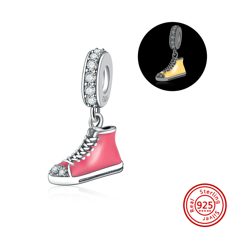 925 Sterling Silver High Heels Wings Roller Skates Slippers Boots Shoe Pendant Beads Fit Pandora Original Bracelet Women Jewelry