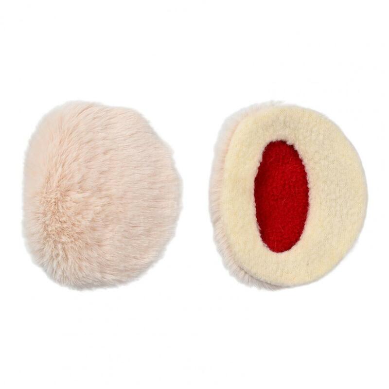 1 Pair Cordless Windproof Solid Color Unisex Earmuffs Winter Faux Rabbit Fur Coral Fleece Ear Warmers Costume Accessories