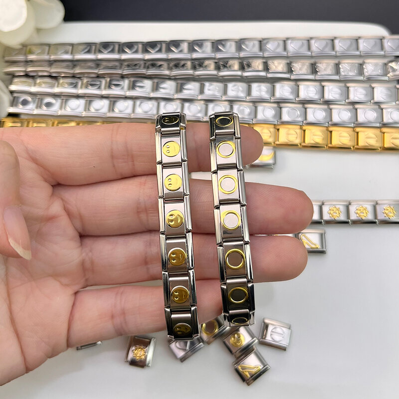 Mode baru Sun Heart Butterfly Italy Link gelang Stainless Steel Charm Bangle DIY membuat perhiasan wanita aksesoris hadiah