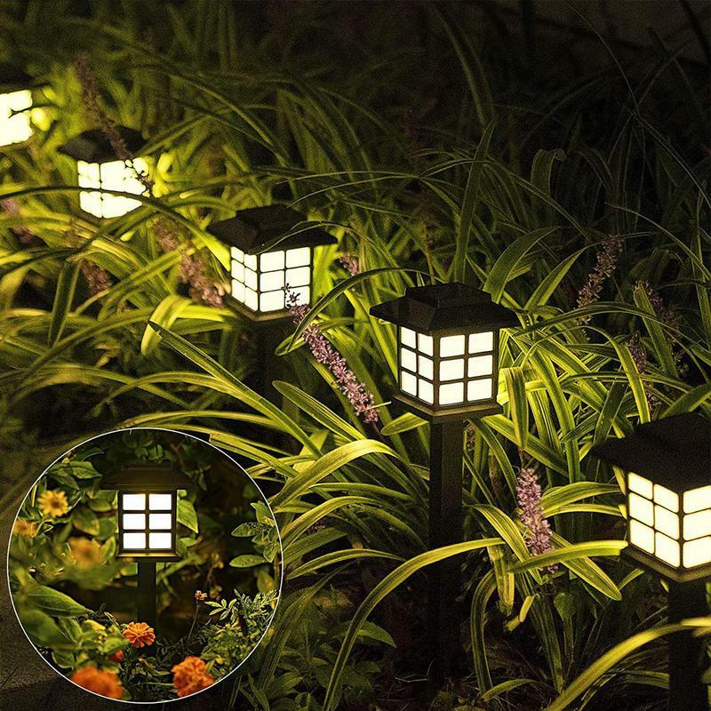 Solar Powered LED Lights para Jardim, Lanterna Decorativa, Quintal Exterior Luzes, Iluminação de Paisagem, 2pcs