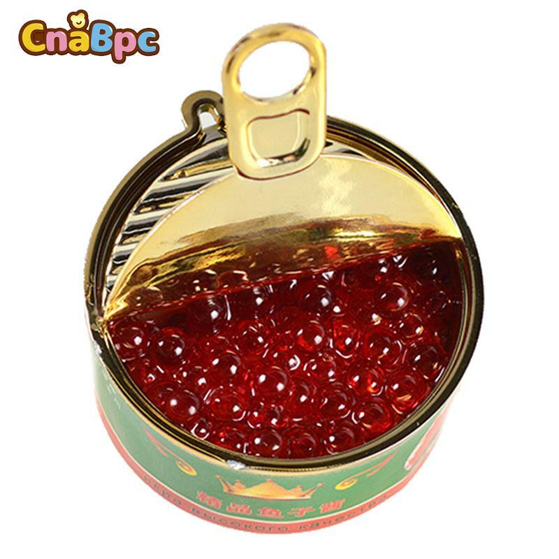 1Set DollHouse Mini Simulation Caviar Canned Fruit Beef  Fish Canned Food Model Kitchen Open-cap cans Doll House Miniature Decor