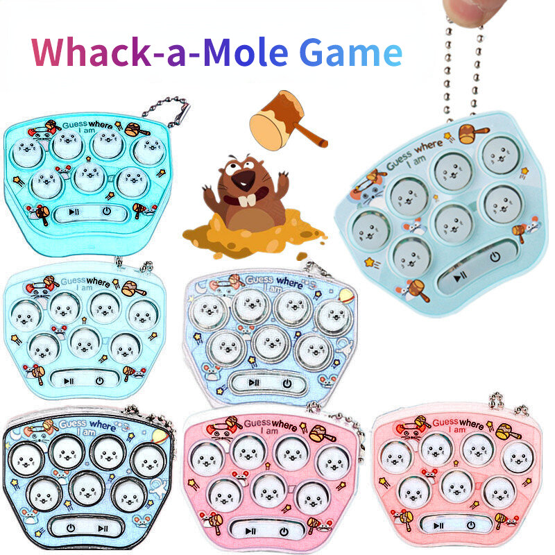 Mini-Tasche Spielzeug Schlüssel bund Whack-a-Mole Kawaii Cartoon Kunststoff Ornament Geschenk Videospiel Maschine Anti stress Geschenk für Kinder Erwachsene