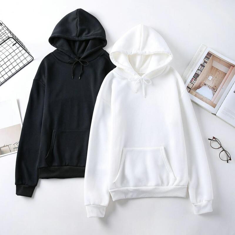 Women's Solid Color Hoodies Autumn Winter Lazy Style Loose Sweatshirt Drawstring Long Sleeve Loose Soft Warm Casual Lady Hoodie