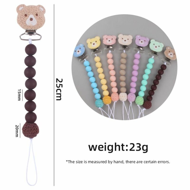 Cartoon Bear Pacifier Clips Chain Silicone Beads BPA Free DIY Dummy Clip Holder Soother Chains Baby Teething Toys Chew Gifts