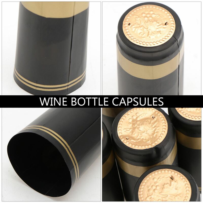 Cápsulas termorretráctiles para botella de vino, 100 piezas, tapa termorretráctil, envoltura de película para botella de boca recta