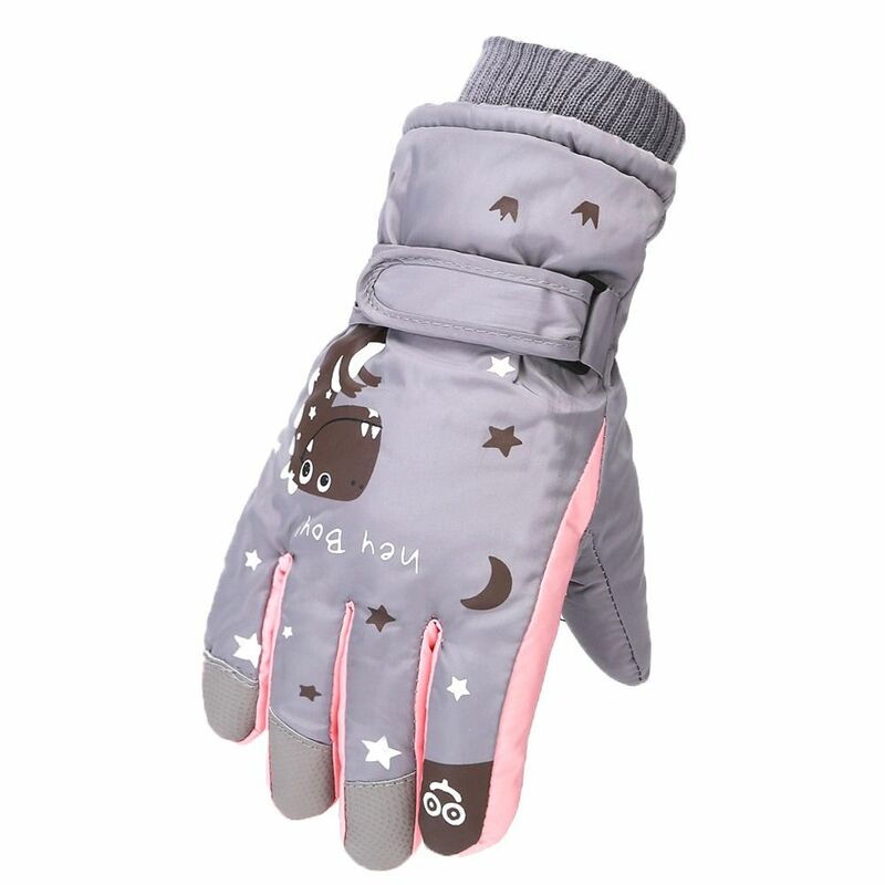 Нескользящие лыжные перчатки с пальцами, новые утепленные ветрозащитные спортивные перчатки для улицы, зимние теплые велосипедные перчатки с мультяшным принтом