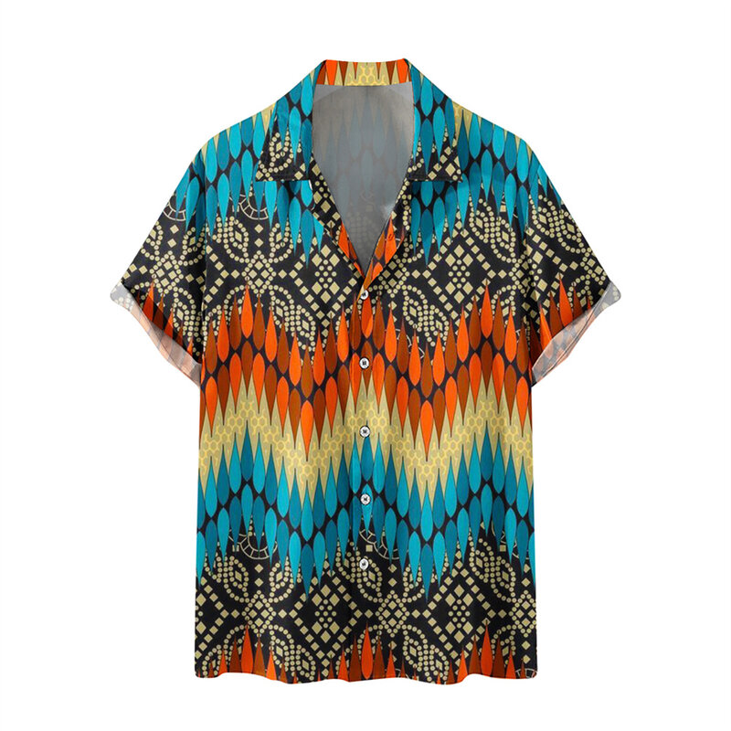 New Simple Mens Shirt 3d Print Casual Short-Sleeved Top Beach Party Shirts Male Clothes Loose Hawaiian Man Street T-Shirt Blouse