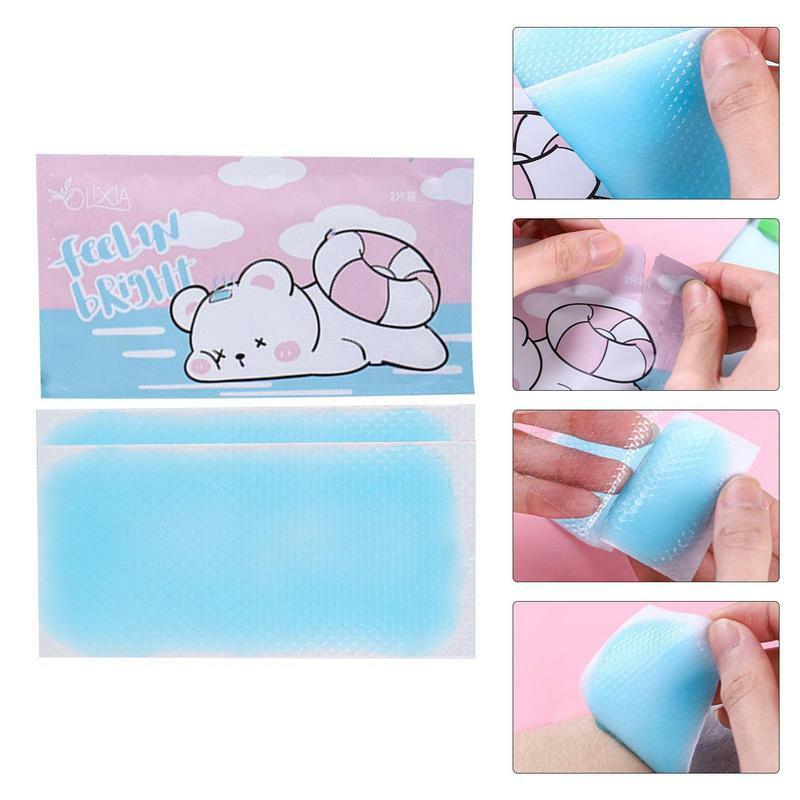 Fever Cooling Patch 2pcs Cartoon Cooling Fever Patch Self Adhesive Ice Crystal Portable Cooling Pad For Temple Forehead