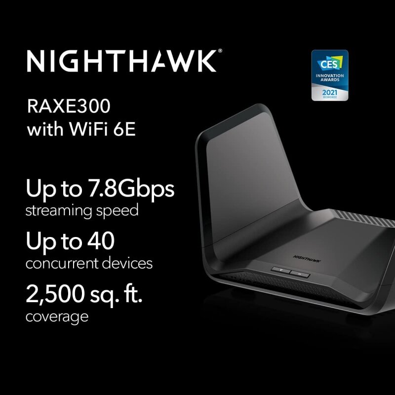 Wi-Fi-роутер NETGEAR Nighthawk 6E (RAXE300) | Трехдиапазонная Беспроводная гигабитная скорость AXE7800 (до 7,8 Гбит/с) | Новый диапазон 6 ГГц | 8 потоков