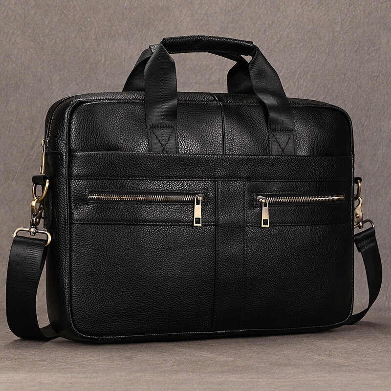 Newsbirds Leather Men Briefcase Doctor Layer Business Man Laptop Bag 15 6 inches Genuine Leather Computer Bags Men Male Tote Bag
