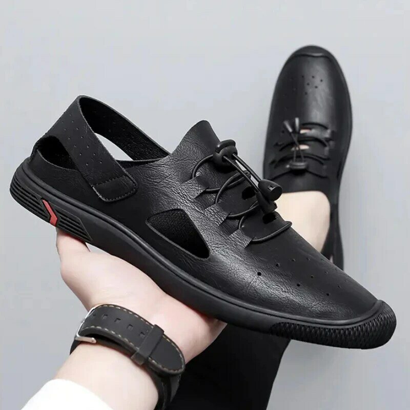 Summer Men's Hollow Sandals Men Breathable Round Toe Sneakers Comfort Non-slip Leisure Shoes Flat Loafers Zapatos Hombre