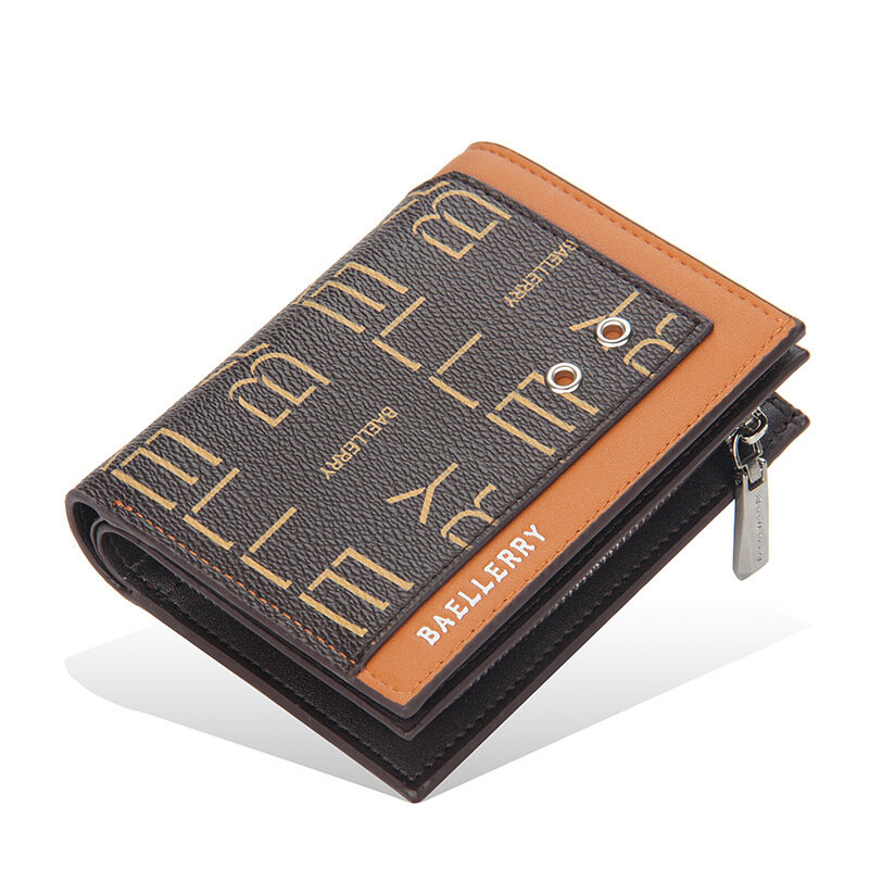 Мужской кошелек из искусственной кожи короткий держатель для карт мужской кошелек деловой пряжкой на молнии мужской складывающийся кошелек