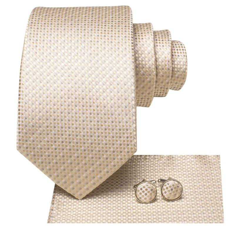 Corbata de punto sólido champán para hombre, corbata de negocios de seda de lujo de 8,5 cm, gemelos de pañuelo, broche, corbata de boda, regalo para hombres, diseñador de Hi-Tie