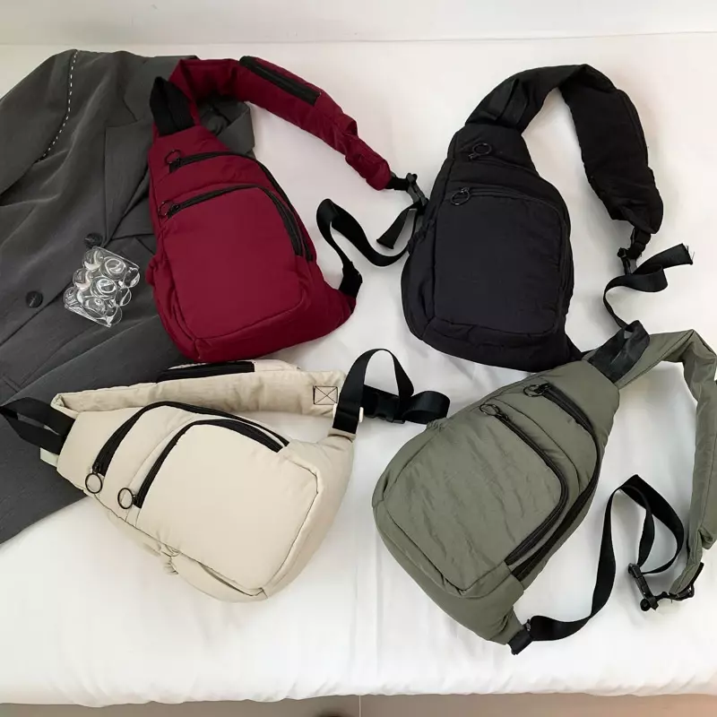 ジッパー付きコットンウエストバッグ,高品質のバッグ,用途の広い,無地,大容量,2024