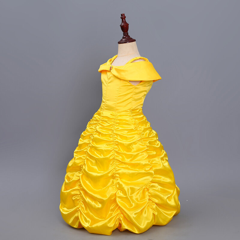 فستان الأميرة للفتيات ، الجمال والزي الوحش ، مع ضوء led ، عصا سحرية ، تاج للأطفال ، 6 طن