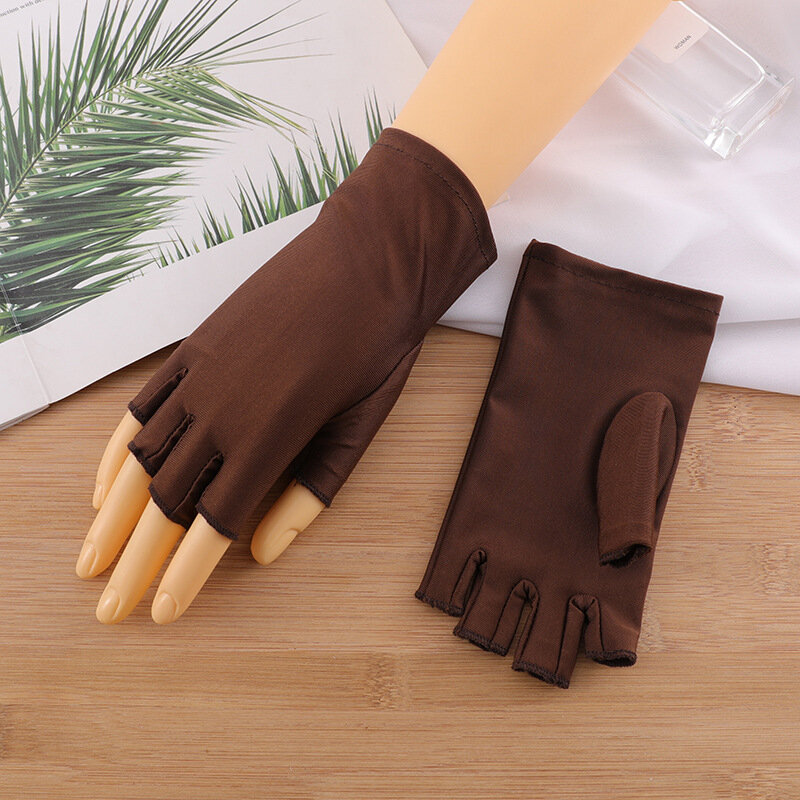 Protector solar fino para mujer, guantes de medio Dedo de licra, elásticos y transpirables, de secado rápido