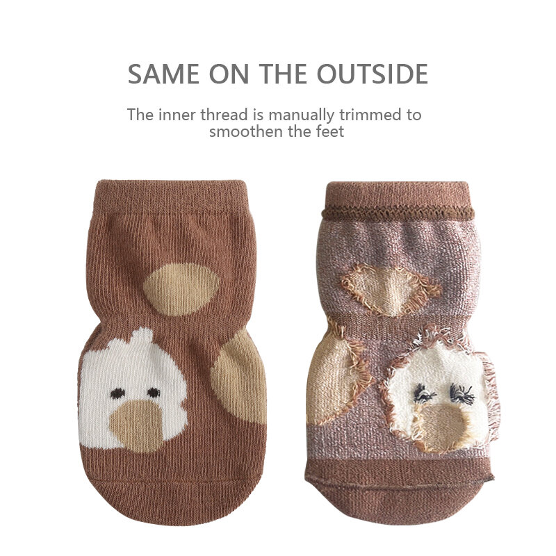 Modamama – chaussettes antidérapantes pour bébé, en coton peigné, dessin animé, pour nouveau-né, automne et hiver