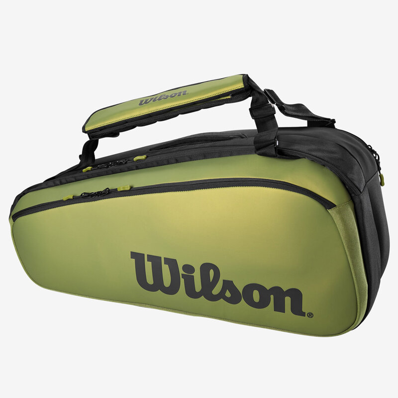 윌슨 블레이드 슈퍼 투어 V8 대형 공간 테니스 가방, 전문 장비 라켓 가방, 녹색, WR8016701001, 9 팩