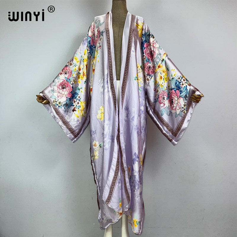 WINYI kimono summer Africa print kaftans beach wear cover-ups Elegant Cardigan abaya beach outfits for women party dress coat