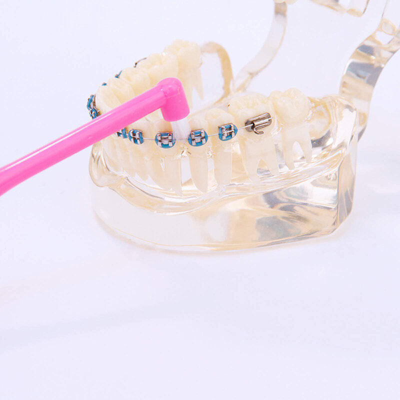 Cepillo de dientes Interdental de ortodoncia de un solo haz, herramienta de Limpieza de dientes suaves, cuidado bucal, cabeza pequeña, cabello suave