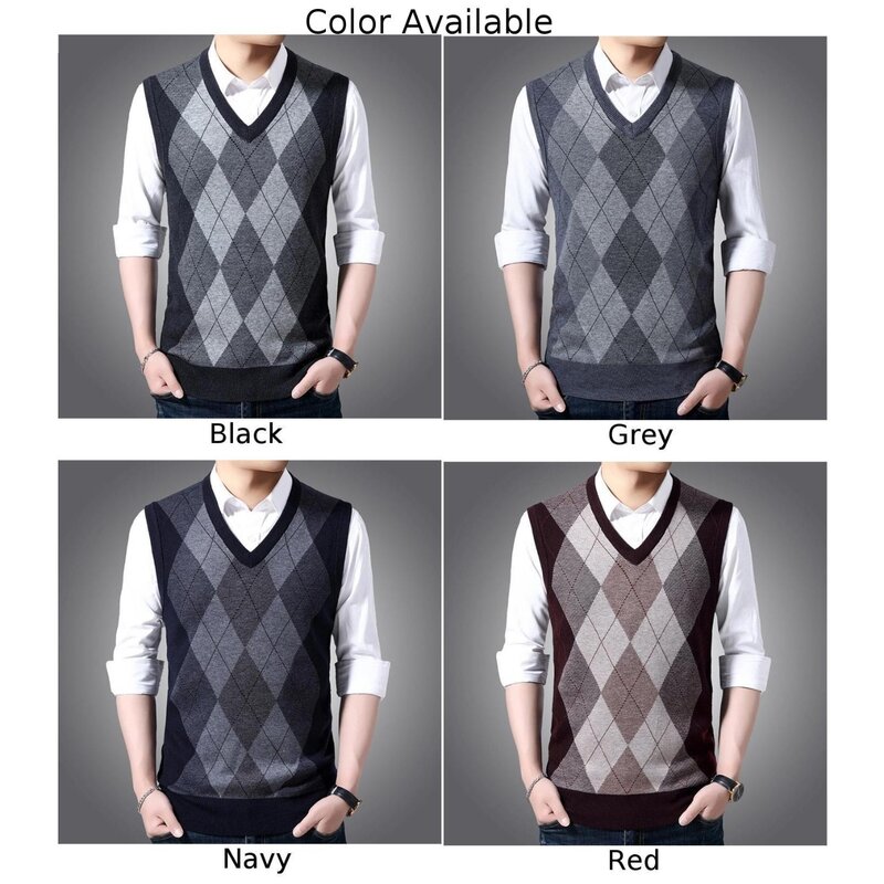 Hot New Stylish Daily Holiday Top Pullover Plaid Riding Sleeveless Stretch Sweater Argyle Tank Top Lightweight Slim