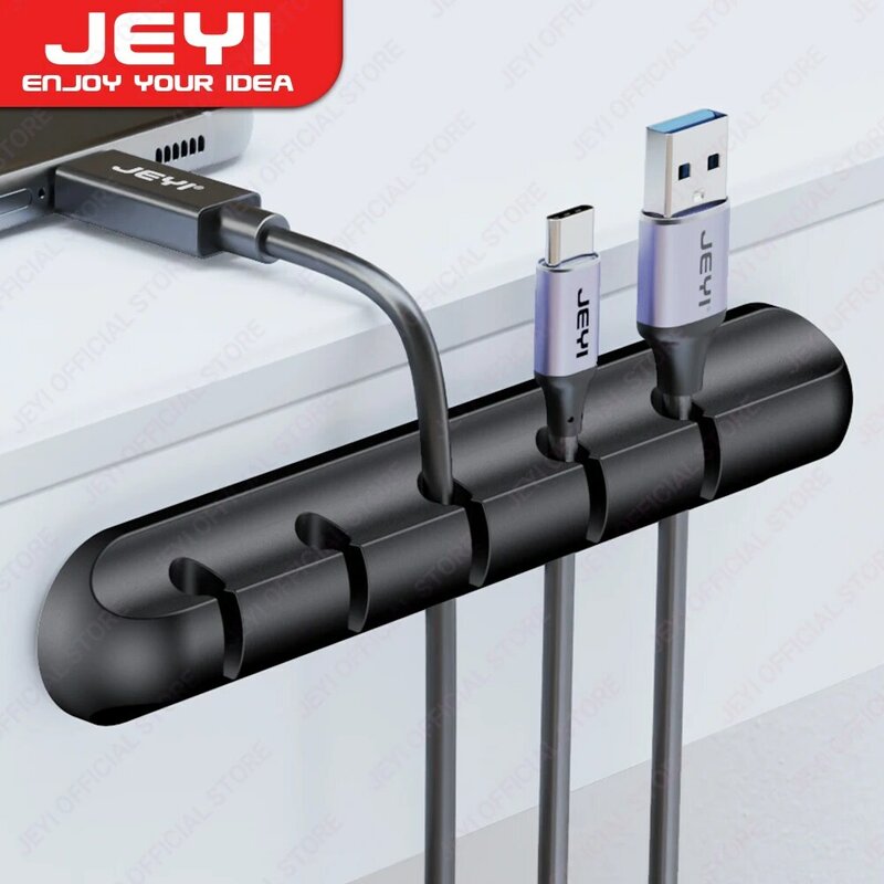 JEYI-Soporte adhesivo para cables, organizador de gestión de cables para escritorio, Cable de carga USB, soporte de noche, Cable de alimentación para ratón