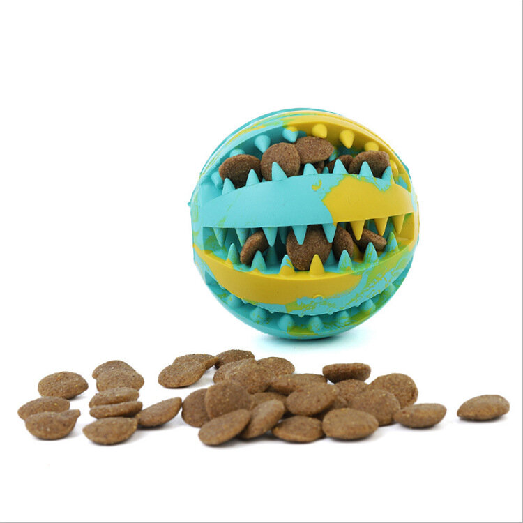 Pelota elástica interactiva para perro, juguete para masticar, Limpieza de dientes, comida, pelota de goma Extra resistente, nueva moda