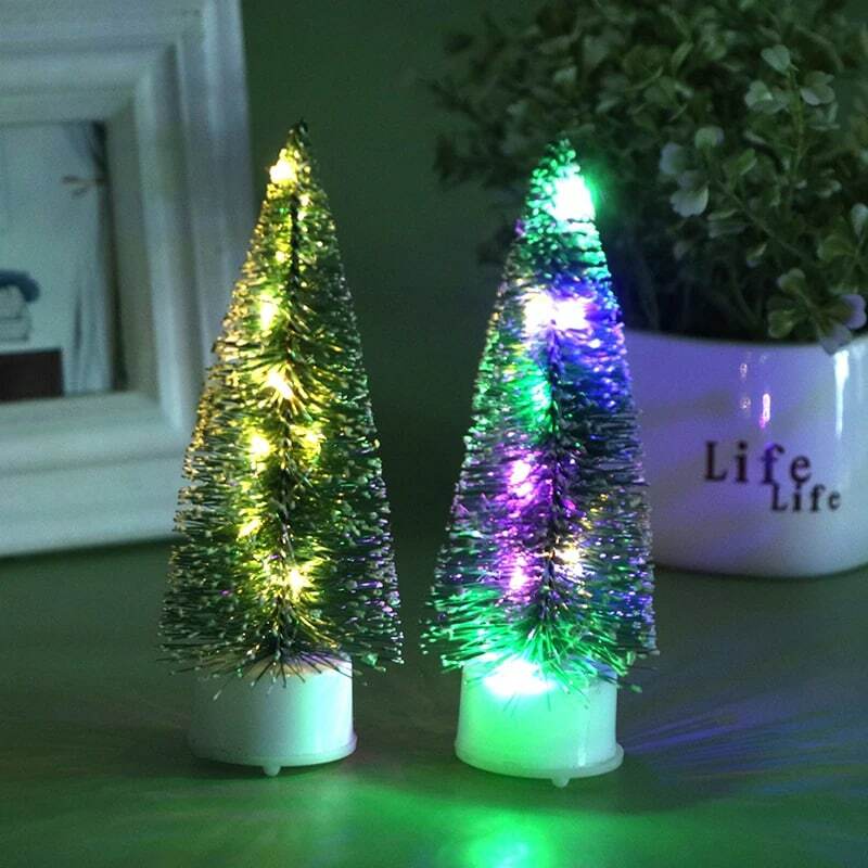 귀여운 미니 LED 크리스마스 트리 램프, 다채로운 LED 광섬유 야간 조명, 어린이 크리스마스 장식 선물, 야광 조명, 1PC