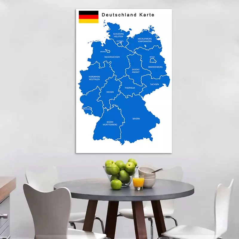 100*150 Cm The Germany Political Map In German Non-woven Poster Unframed Canvas Painting Wall Art Print Living Room Home Decor