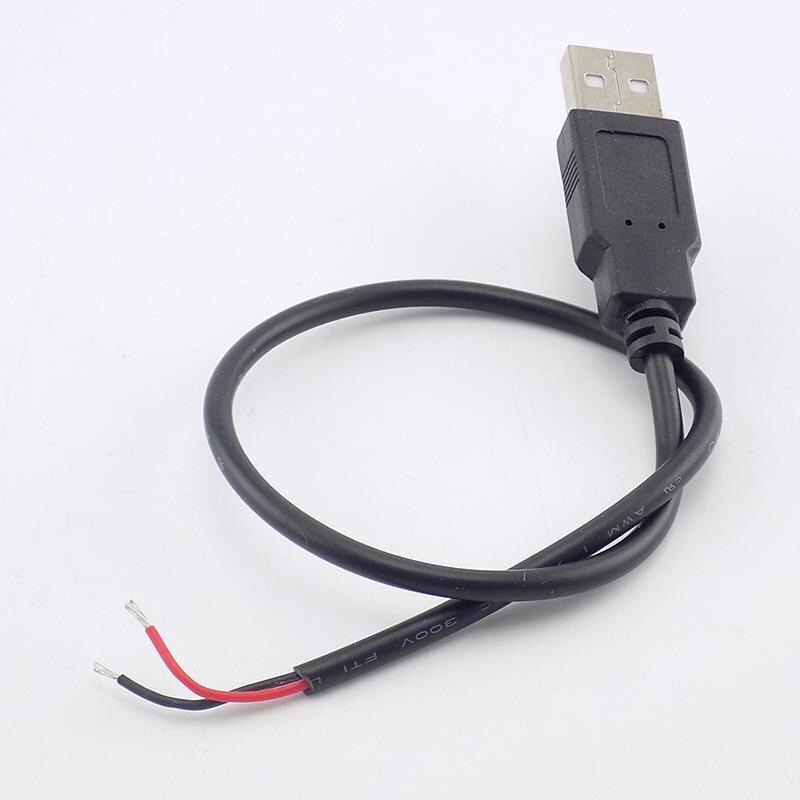 0.3/1/2m DC 5V USB 2,0 Typ A Stecker 2-poliges Kabel Netzteil Adapter Ladung für Smart Devices DIY Anschluss kabel l19