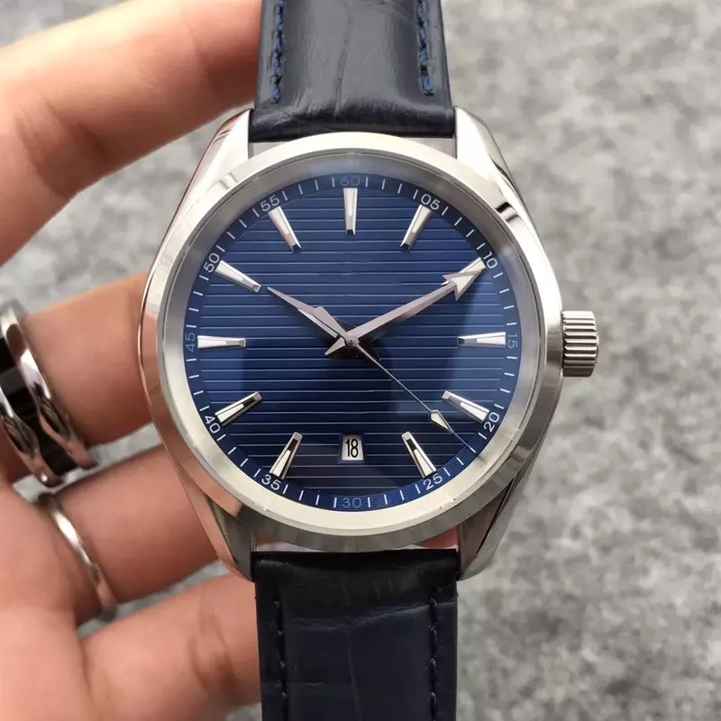 Men's aço inoxidável azul Dial relógio de pulso, movimento mecânico automático, relógio masculino, preto, qualidade superior